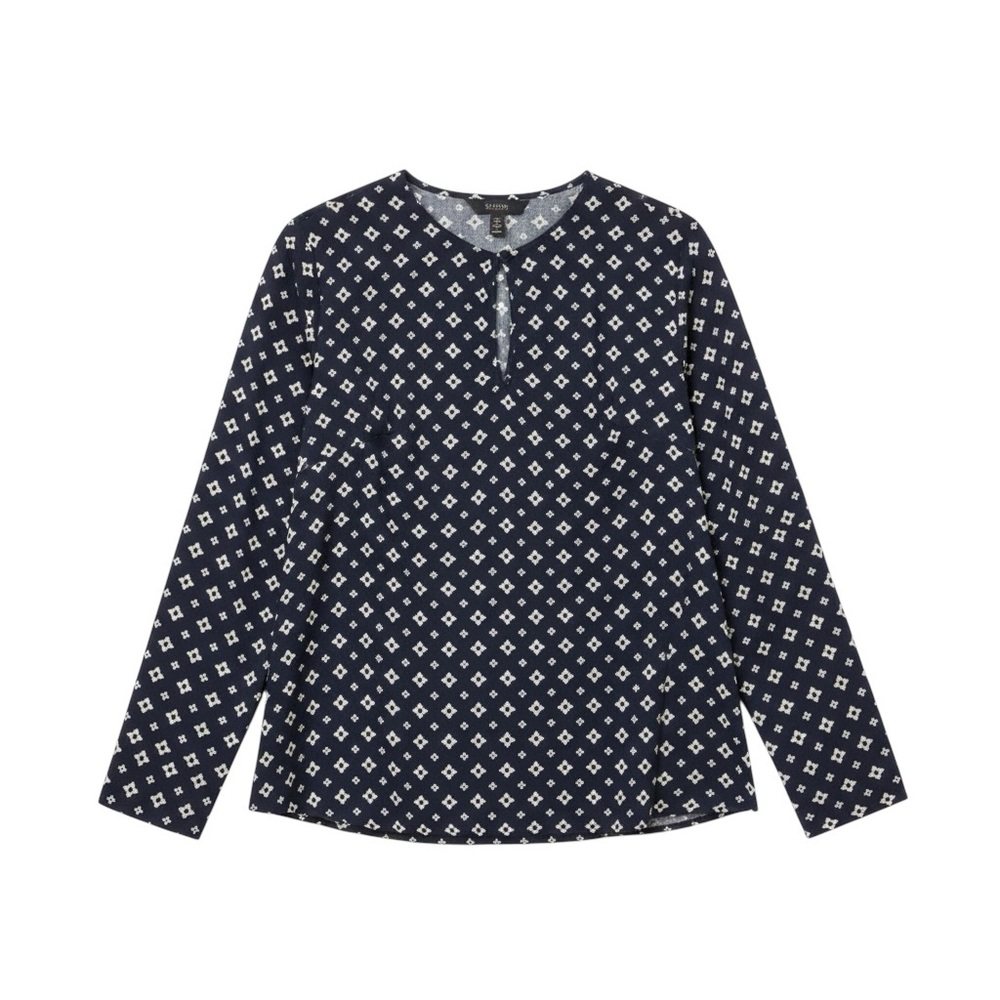 Ralph Lauren Medium Women's Blouse in Navy and Cream